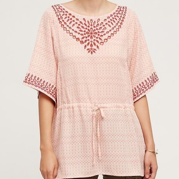 Anthro One September Pink Euphemia Peasant Blouse - Picture 2 of 7